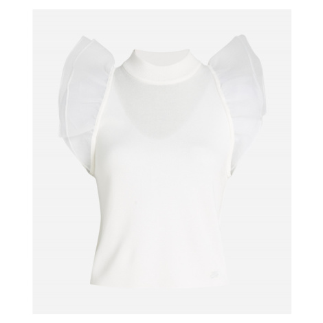 Sveter Karl Lagerfeld Puff Sleeve Top White