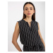 FRESH MADE women's black striped blouse without sleeves