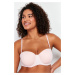 Trendyol Curve Light Pink Ribbed Strapless Bra