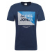 JACK & JONES Tričko 'LAMBO'  námornícka modrá / biela