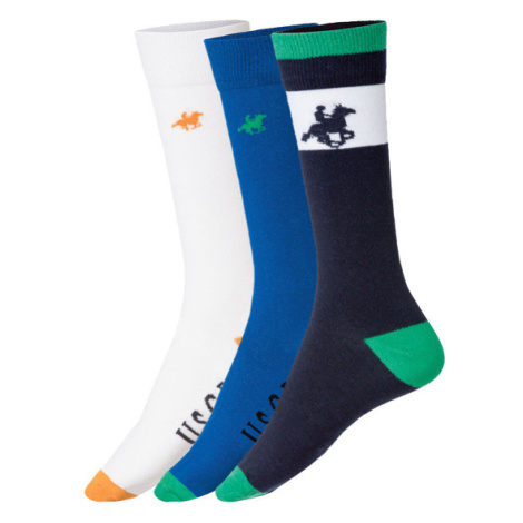 LIVERGY® Pánske ponožky, 3 páry (navy modrá/biela/oranžová/modrá)