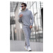 Madmext Painted Gray Hooded Basic Tracksuit 5928