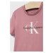 Detské tričko Calvin Klein Jeans ružová farba