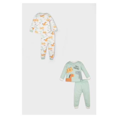 DEFACTO Baby Boy 4-Piece Pajama Set Dinosaur Printed Combed Cotton Long Sleeve Top Long Bottom