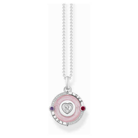 Thomas Sabo KE2201-390-9-L45V Silver necklace with pink pendant and heart-shaped stone