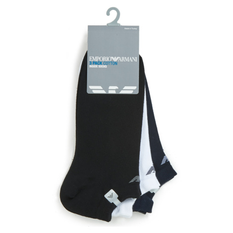 Emporio Armani  CC134-PACK DE 3  Kotníkové ponožky Čierna