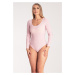 SVETLORUŽOVÉ DÁMSKE BODY S VÝSTRIHOM M1037 PINK