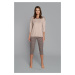 Illusion women's pyjamas 3/4 sleeve, 3/4 legs - beige/print