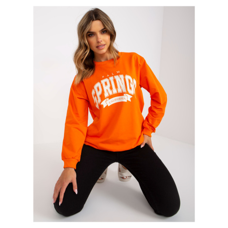 Orange-white hoodie with print