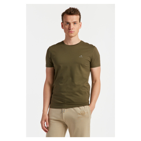 TRIČKO GANT SLIM MERCERIZED SS T-SHIRT JUNIPER GREEN