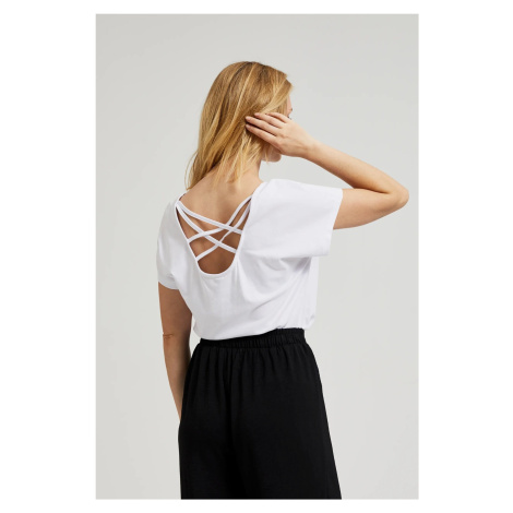 Women's T-shirt with back neckline MOODO - white