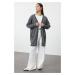 Trendyol Anthracite Pearl Buttoned Piping Oversize Knitwear Cardigan