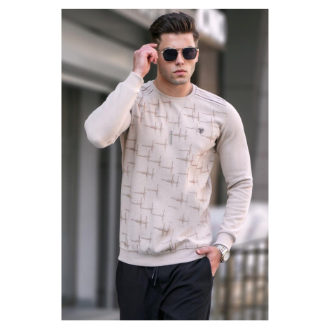 Madmext Beige Patterned Crewneck Knitwear Sweater 5968