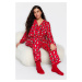 Trendyol Curve Red Shirt Collar New Year Themed Knitted Pajama Set