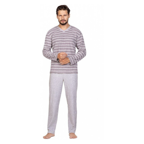 Pánske pyžamo 589 - REGINA sv.šedá-vzor
