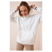 Happiness İstanbul Women's White Hooded Shark Oversized Sweatshirt