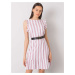 Dusty pink striped dress with ruffles