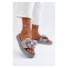 Women's slippers with low platform embellishment, grey cedrella