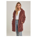 Women's oversized coat Sherpa darkrose