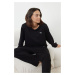 Trendyol Anthracite Slogan Detailed Knitted Pajama Set