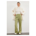 Trendyol Khaki Cargo Wide Leg Contrast Stitching Detailed Woven Trousers