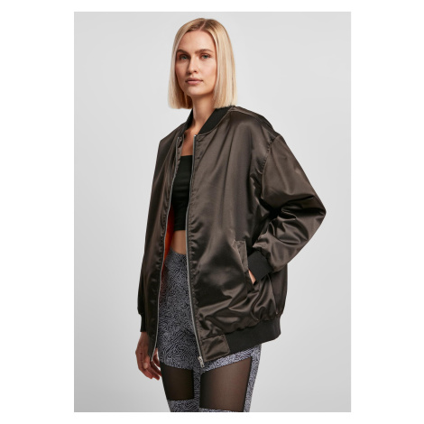 Women's Oversized Satin Bomber Jacket Black Urban Classics