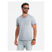 Ombre Men's brindle V-neck T-shirt with pocket - grey