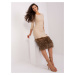 Beige Pencil Cocktail Dress with Fur