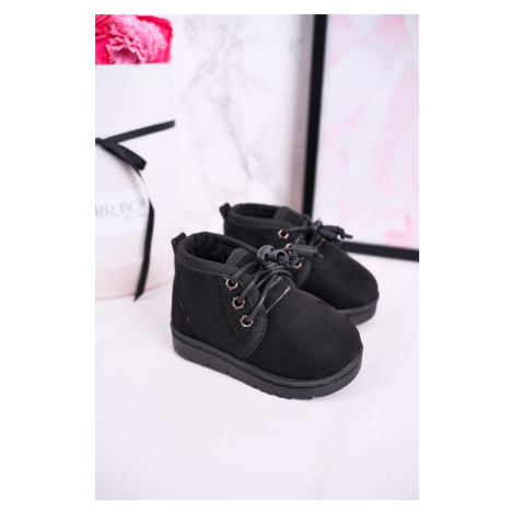 Girls' Lace-up Snow Boots with Fur Black Hunter