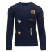 Pánsky sveter s nášivkami Mario tmavo modrý wx0804