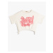 Koton Crop T-Shirt Graffiti Printed Elastic Waist Short Sleeve Cotton