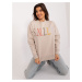 Beige sweatshirt with colorful lettering