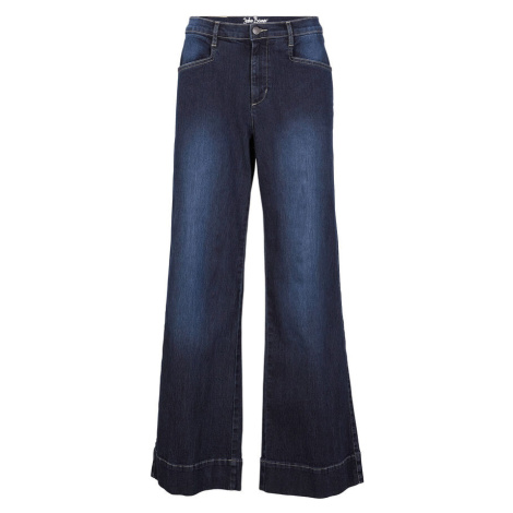 Strečové džínsy, stredná výška pásu, široký strih bonprix