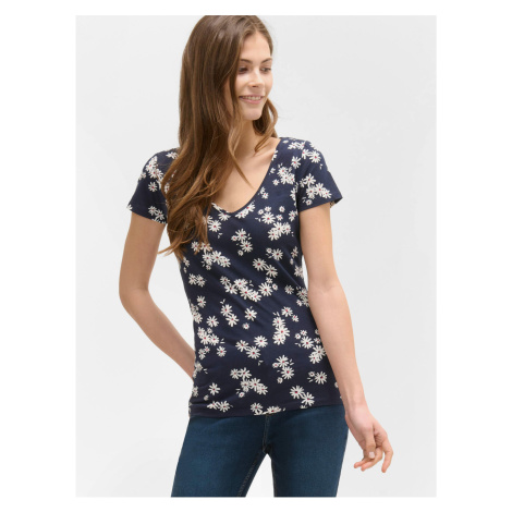 Tmavomodré kvetované tričko ORSAY