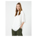 Koton Oversize T-Shirt with Tulle Detail Crew Neck Short Sleeve
