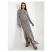 Gray knitted dress with long sleeves