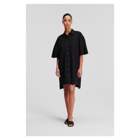 Šaty Karl Lagerfeld Sslv Embroidery Shirt Dress Black