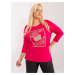 Plus-size fuchsia blouse with 3/4 sleeves