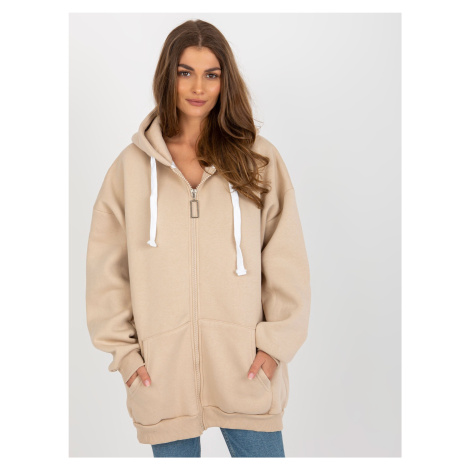 Beige basic long hoodie