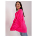 Fluo pink oversize sweater with a round neckline