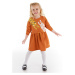 Denokids Orange Leopard Elastic Waist Long Sleeve Girl's Dress