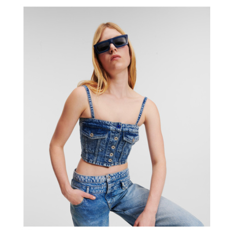 Blúzka Karl Lagerfeld Jeans Klj Recycled Denim Top Modrá