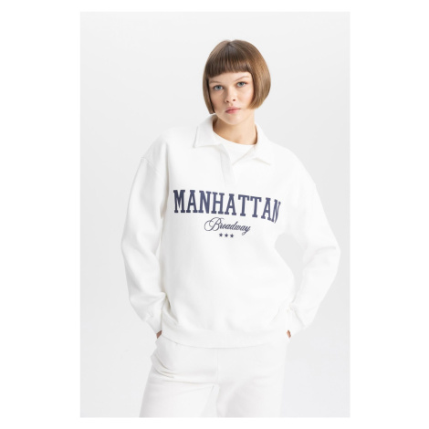 DEFACTO Relax Fit Polo Neck Thick Sweatshirt