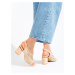 Dizajnové sandále hnedé dámske na širokom podpätku