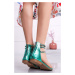 Zelené nízke sandále s kamienkami Hollie
