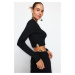 Trendyol Black Super Crop Heart doplnky Pletený sveter