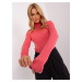 Coral turtleneck made of plain knit