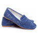 Suede Openwork Women's Loafers S.Barski Navy Blue