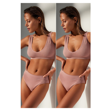 Trendyol Dusty Rose 2 Pack Seamless Hipster Knitted Panties