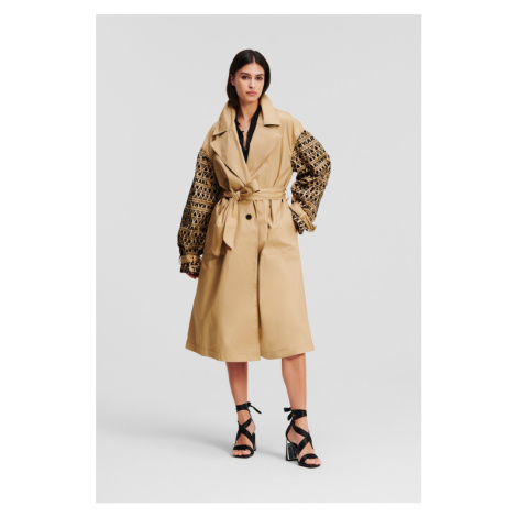 Kabát Karl Lagerfeld Embroidery Coat Beige